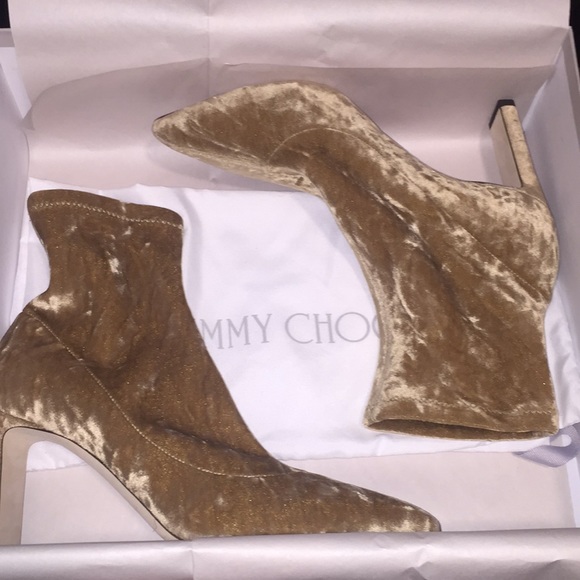 Jimmy Choo Louella85 Crushed Stretch Velvet Bootie - Picture 3 of 6